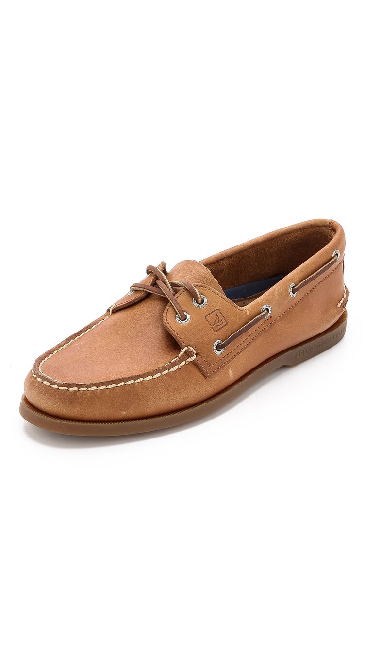 Sperry Men's Authentic Original 2-Eye Leather Boat Shoe, Sahara, 12